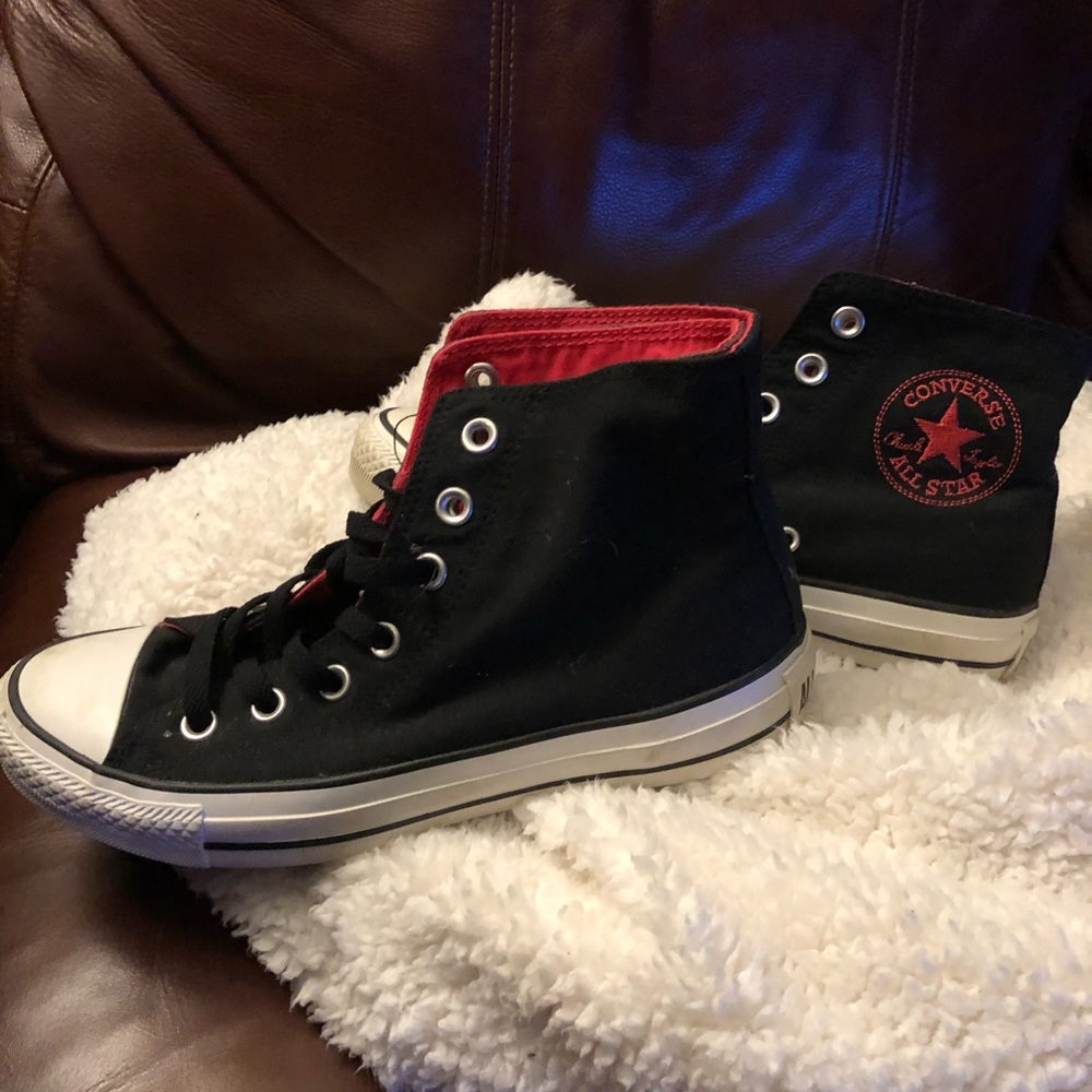 Black and Pink Hi Top Converse